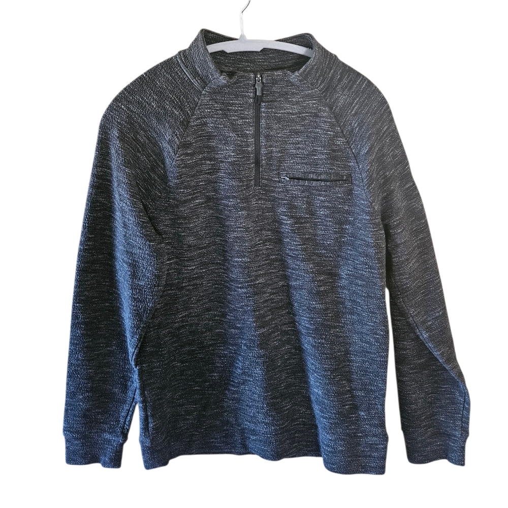 Marc Anthony Shirt Men Small Slim Fit Pullover 1/4 Zip Black & Gray CL0032